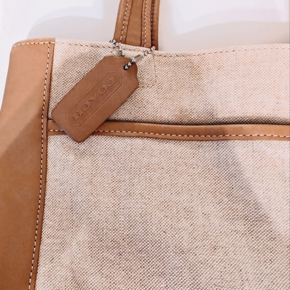 Coach 6122 Bleeker Tan Leather & Canvas Tote – Vintage, Made in USA EUC - Picture 3 of 9